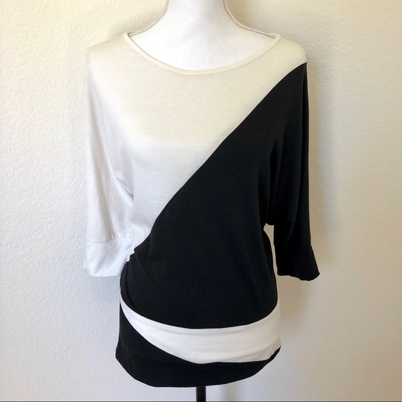 Maurices Tops - Maurices Asymmetric Black and White Colorblock Top